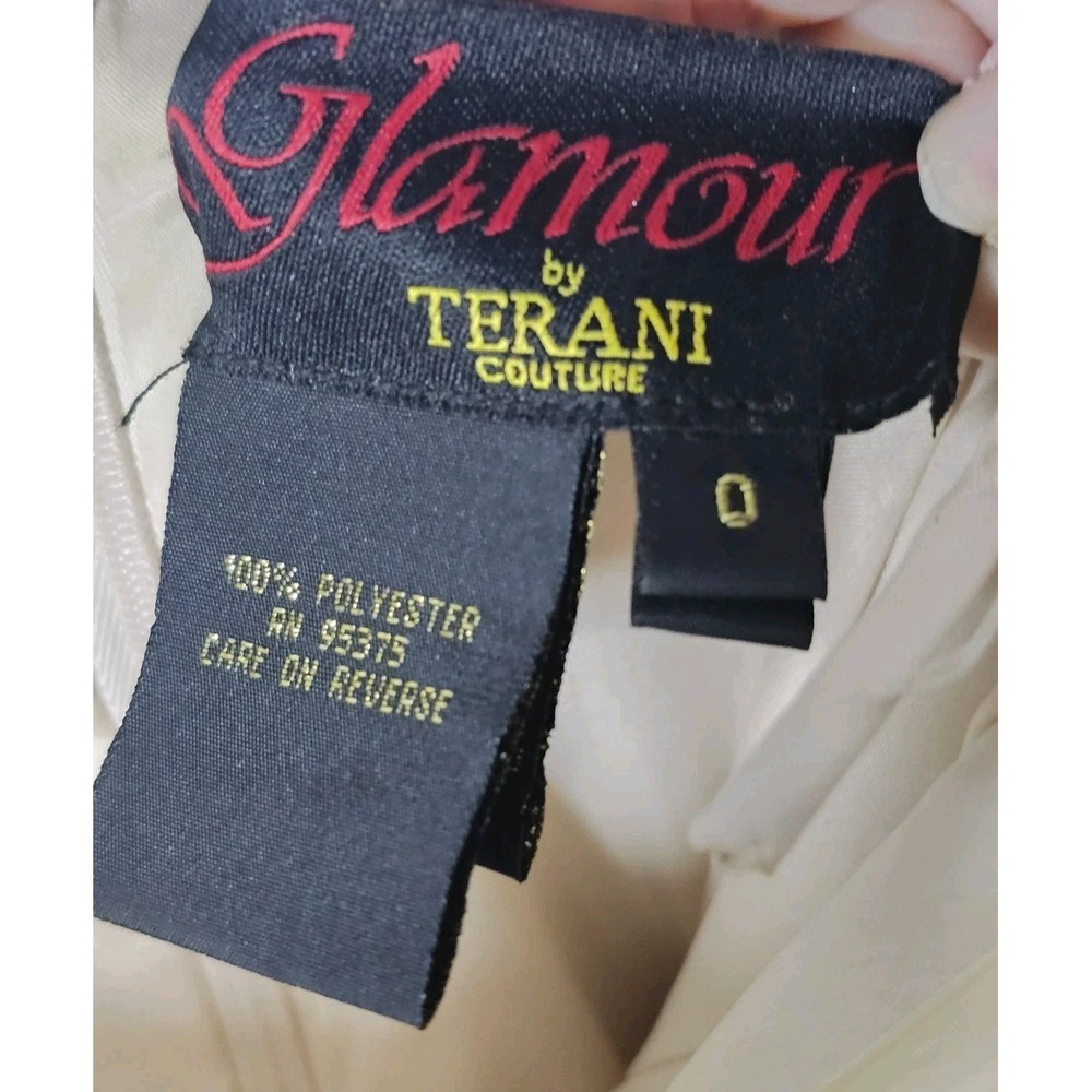 Glamour by Terani Couture Strapless Beaded Prom Pageant Dress Sz 0 W/Flaws - Picture 3 of 16